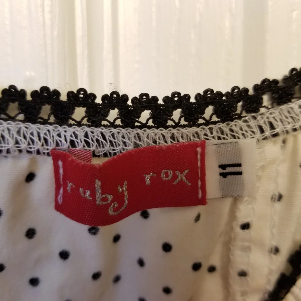 Ruby Rox Ivory Polka Dot Dress with Black Sash - Picture 5 of 7